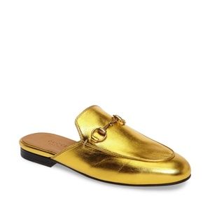 Gucci Princetown Metallic Mules